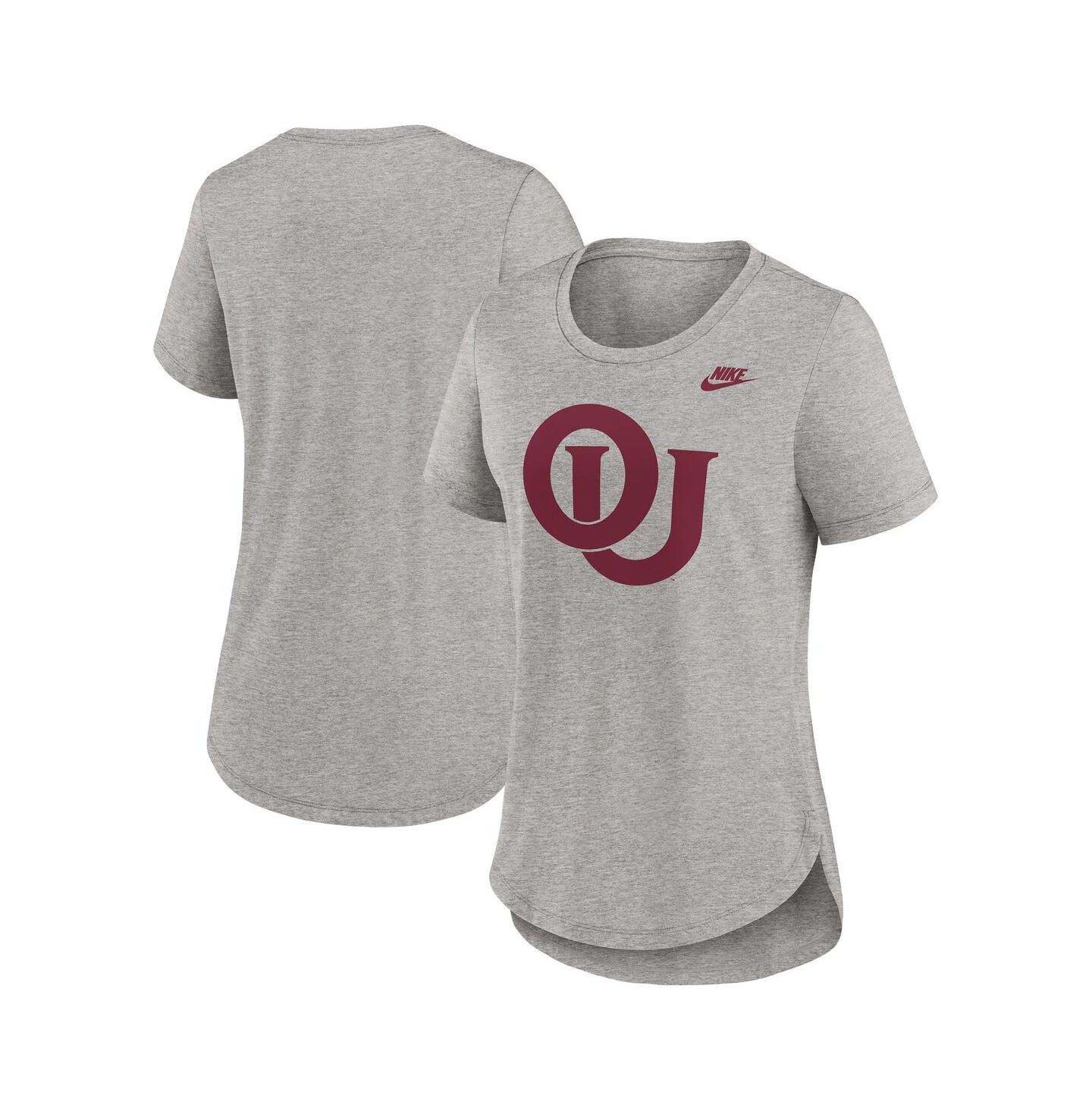 Женская футболка Nike Heather Gray Oklahoma Sooners Legacy Tri-Blend — фото 1