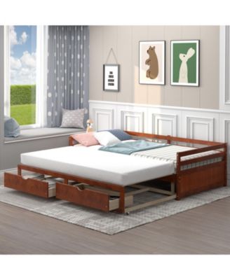 Extendable Twin to King Daybed with Trundle and 2 Storage Drawers