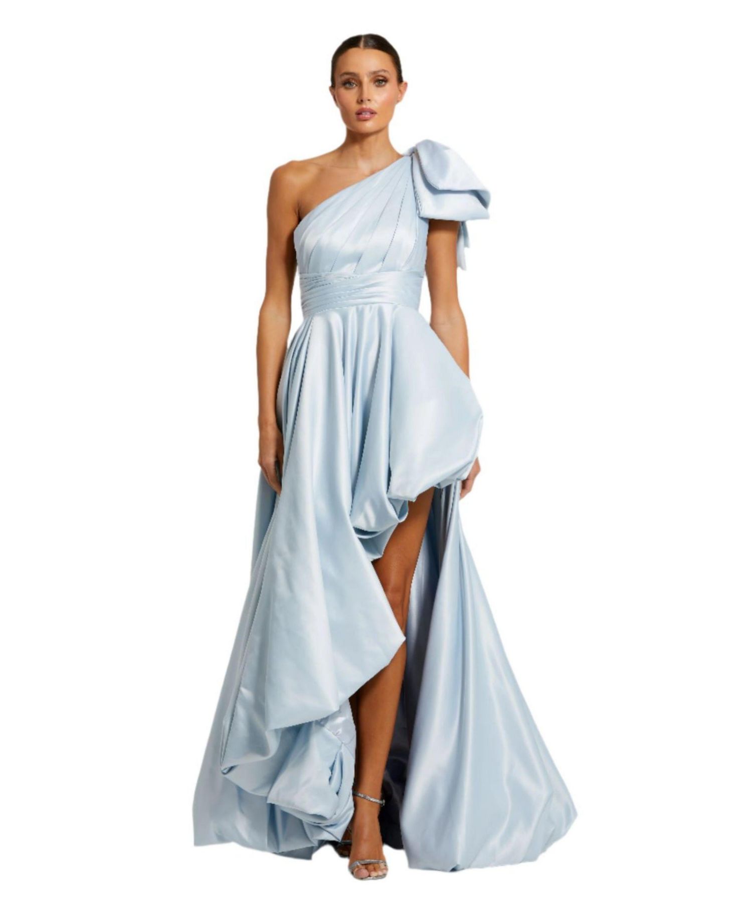 Women's Satin One Shoulder Bow Gown