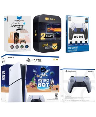 PlayStation 5 Slim Disc Astro Bot Bundle with Extra Controller, FPS Grip Kit, MightySkins Code and 2 Year Extended Warranty