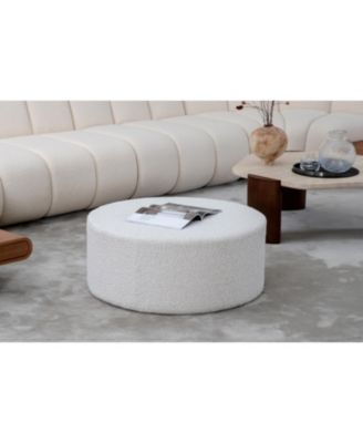 Streamdale Furnitur Versatile Round Boucle Table Ottoman, Seat, End/Side Table