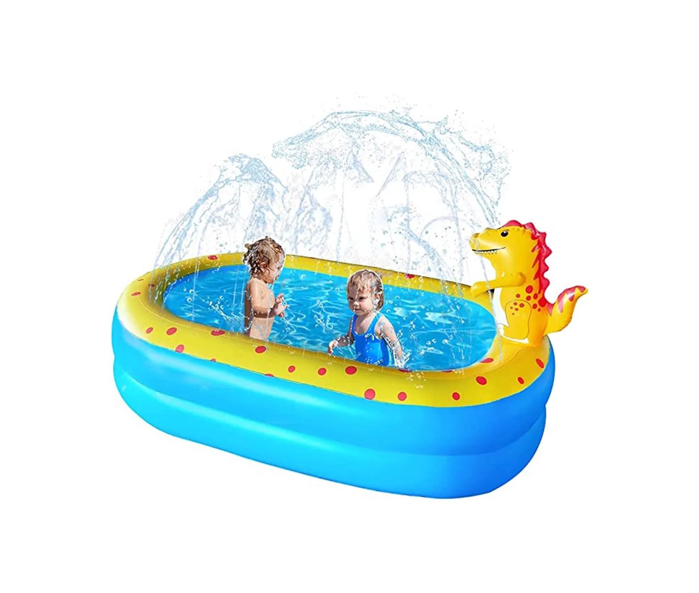 Детская игрушка Cowin Inflatable Dinosaur Pool, 67"L x 41"W x 31.5"H, PVC, 3-in-1 Sprinkler, Ages 2+ — фото 1