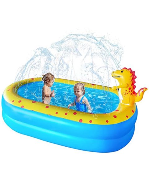 Детская игрушка Cowin Inflatable Dinosaur Pool, 67"L x 41"W x 31.5"H, PVC, 3-in-1 Sprinkler, Ages 2+