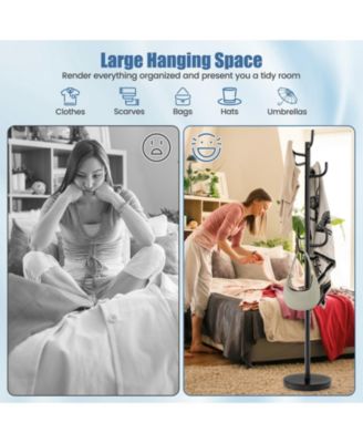 Metal Coat Rack Stand with 8 Sturdy Hooks and Metal Base