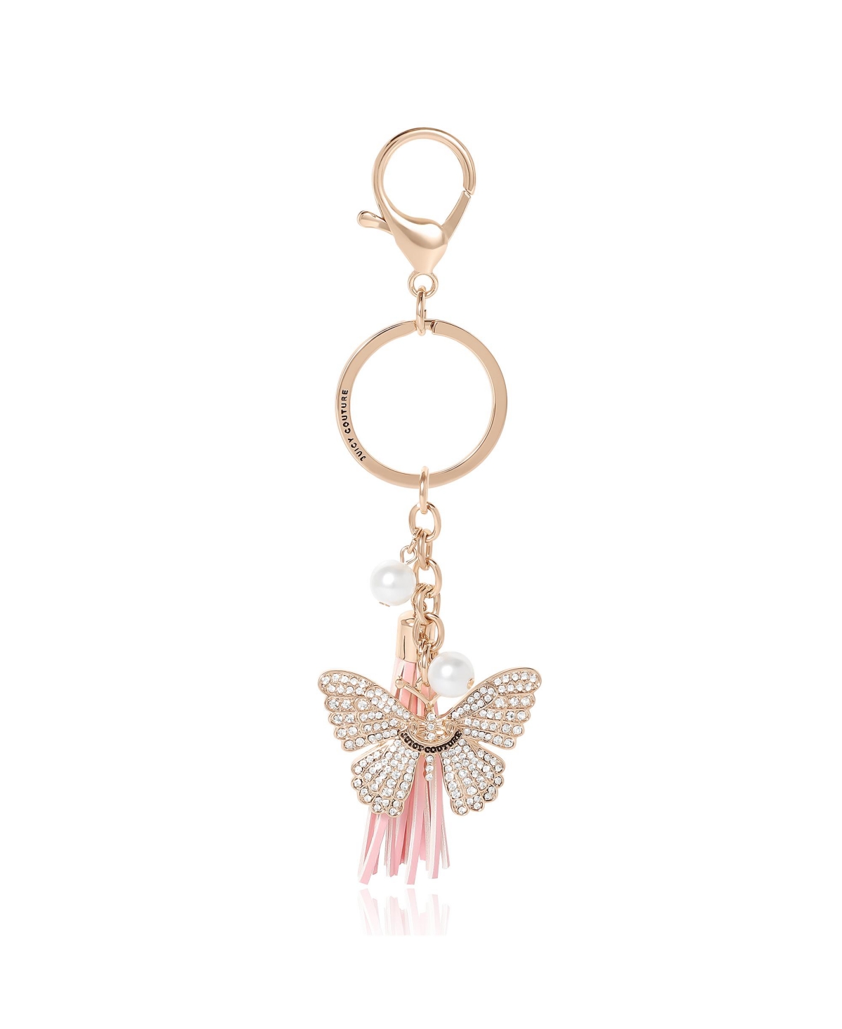 Butterfly Charm Keychain with Pearls - Gold, pink, white