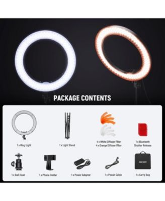 55W 18"/45cm Ring Light Kit New Version, 5600K 0-100% Dimming LED Selfie Light with Light Stand and Phone Holder for Makeup Lash Tattoo Barber Vlog Studio Video Photography Lighting, RL-18