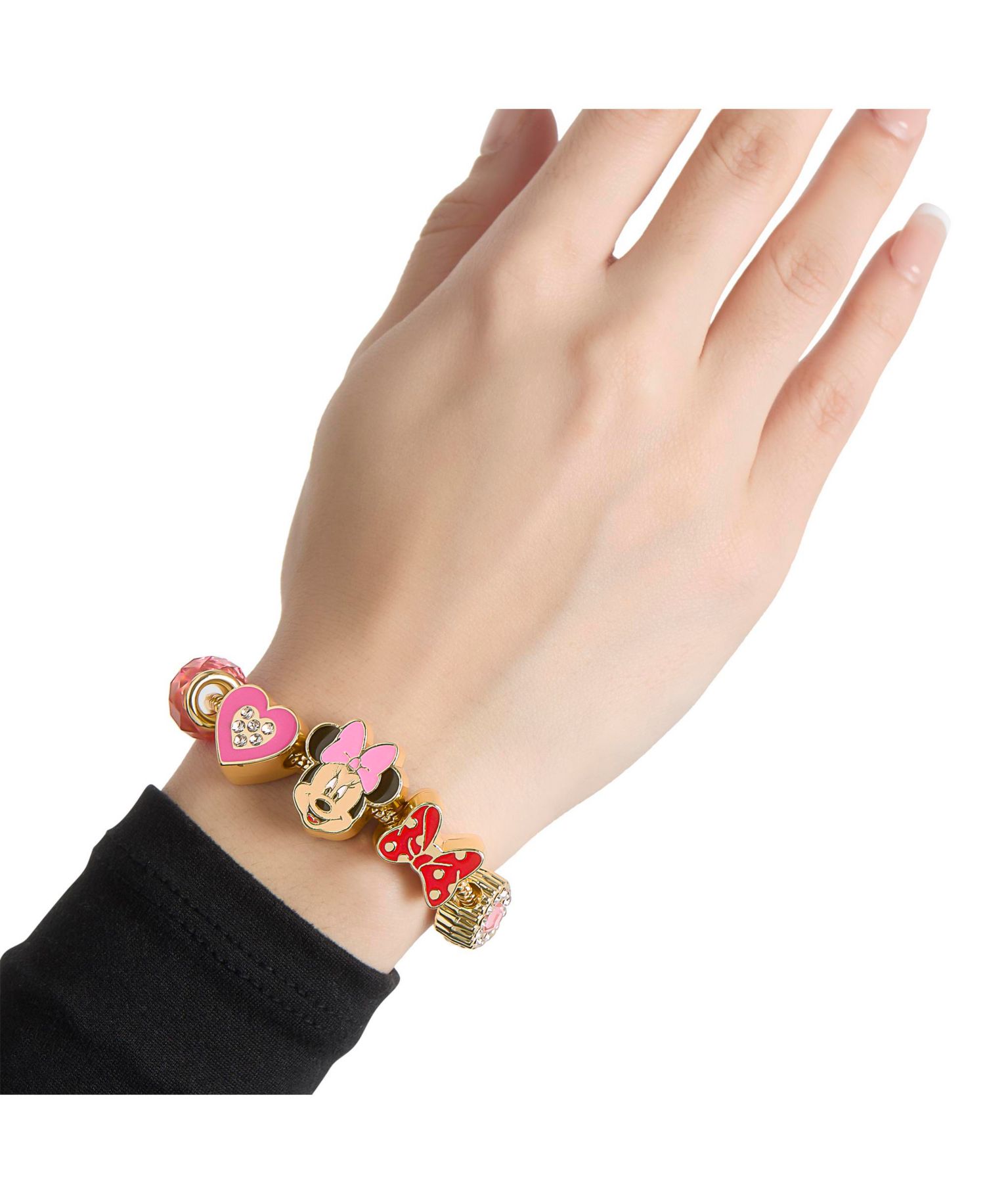Minnie Mouse Bracelet for Women, 7" -Tone Charm Bracelet with 6 Unique Charms Official License