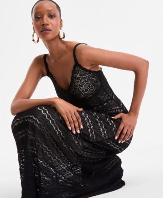 Women's Crochet-Overlay Maxi Dress