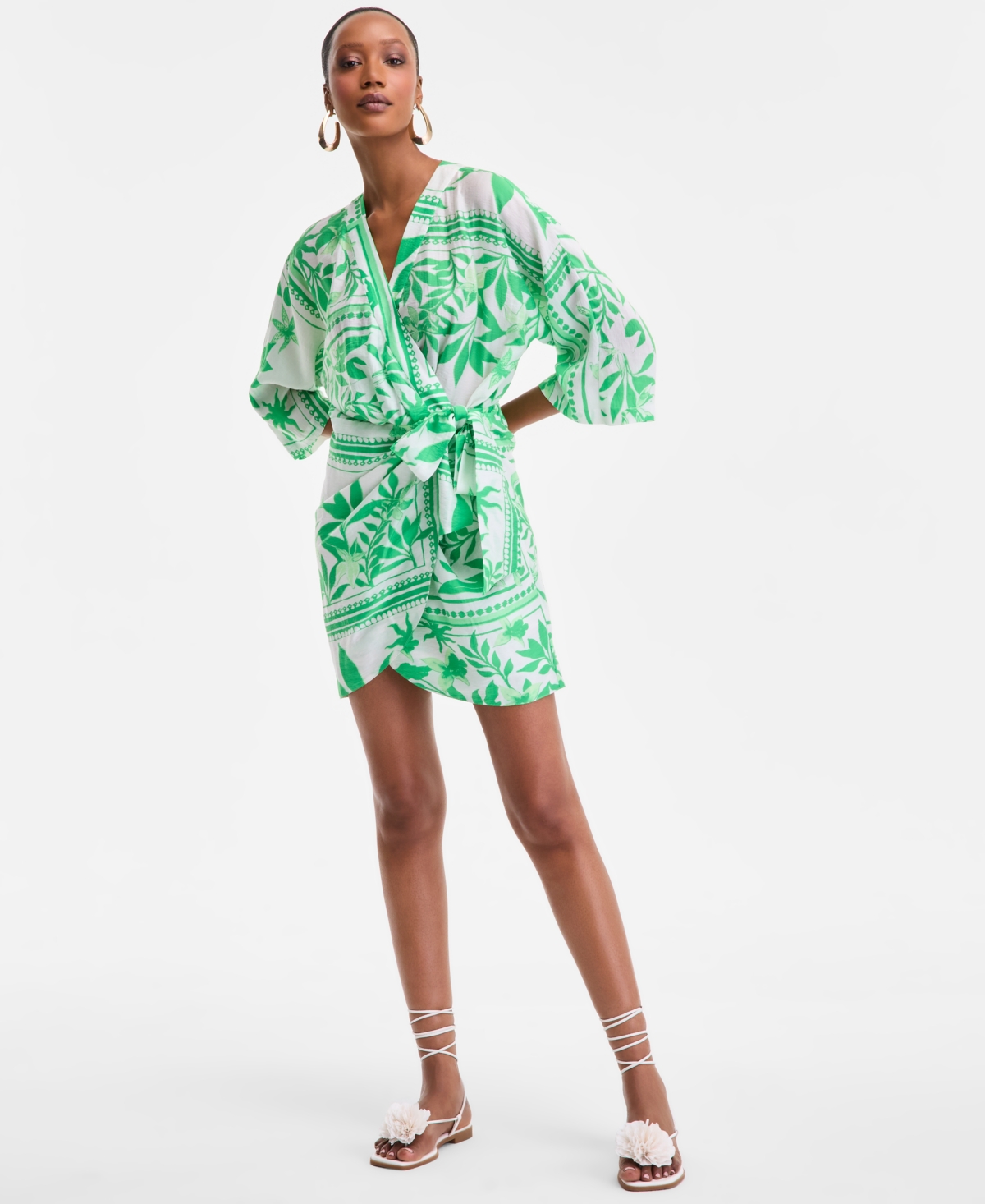 Women's Printed Side-Tie Mini Dress, Exclusively at Macy's - Ali Scarf