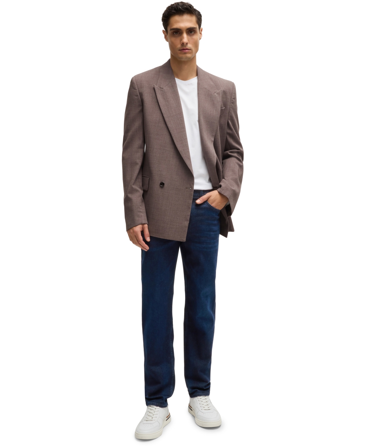 Hugo Boss Regular-fit Jeans In Dark-blue Super-stretch Denim In Navy