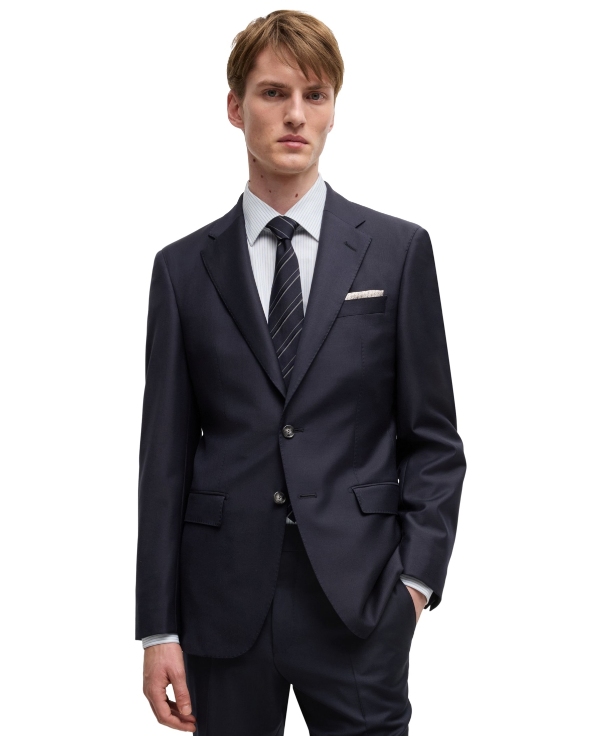 Hugo Boss Boss By  Men's Virgin Wool Slim-fit Jacket In Navy