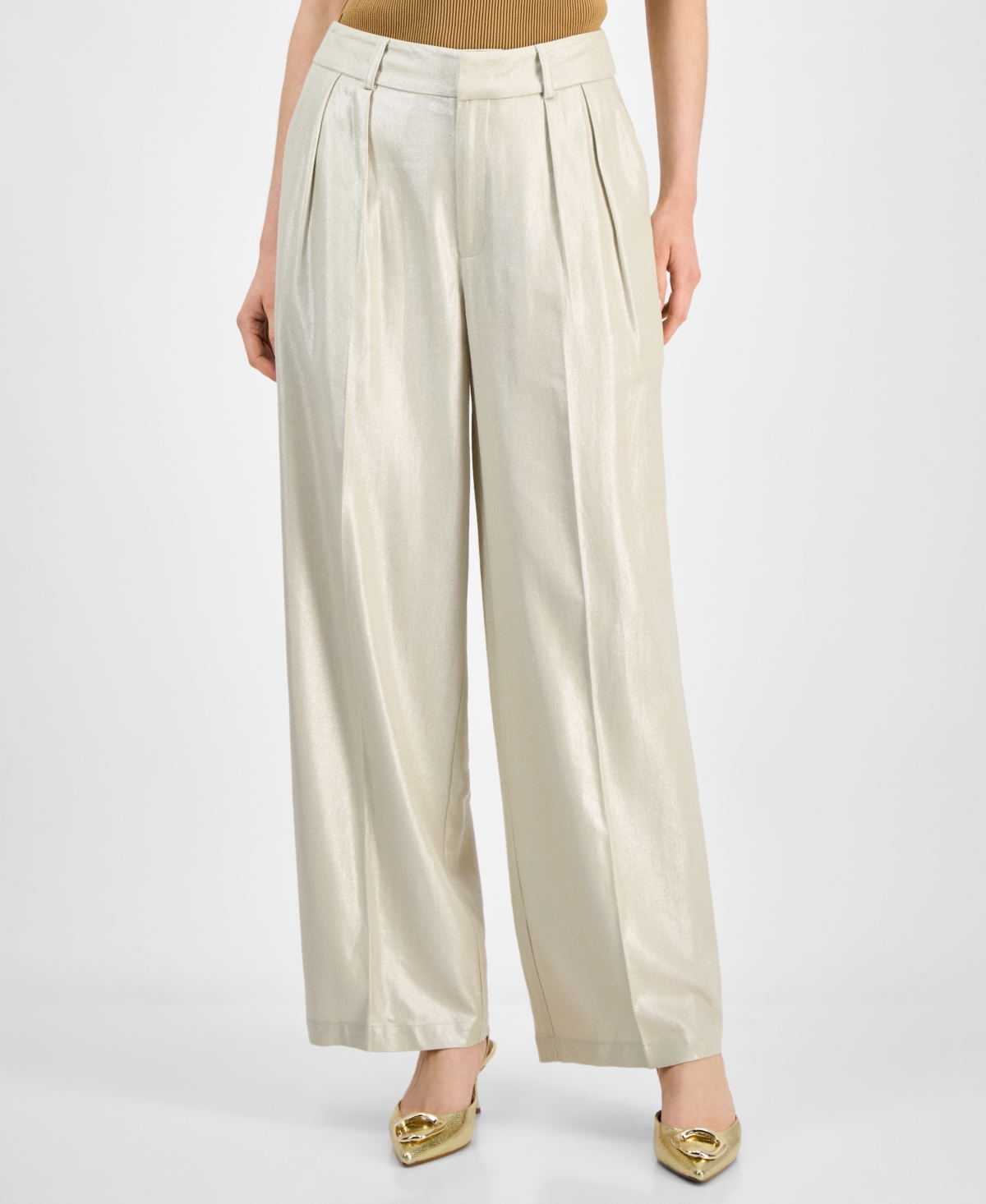 Inc International Concepts Women's Metallic Linen Pants, Macy's Exclusive
