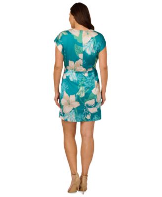 Women's Printed Sarong-Skirt Faux-Wrap Dress