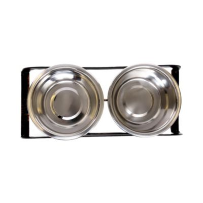 Rustic Dog Bone Elevated Feeder with 2 Stainless Steel Bowls (2 qts Each)