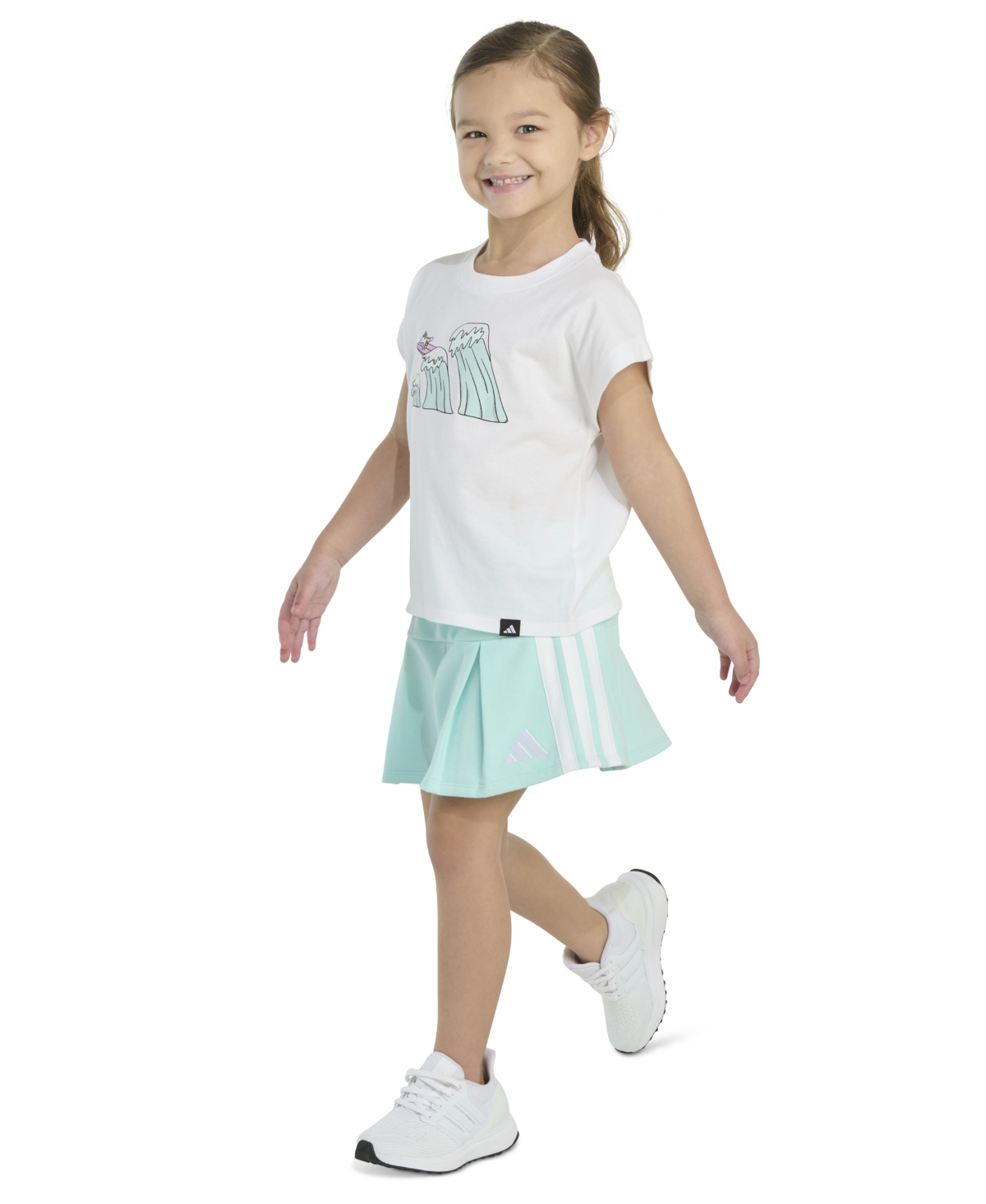 Adidas Originals Toddler And Little Girls 2-piece Graphic Sleeveless Box T-shirt And French Terry Skort Set In White