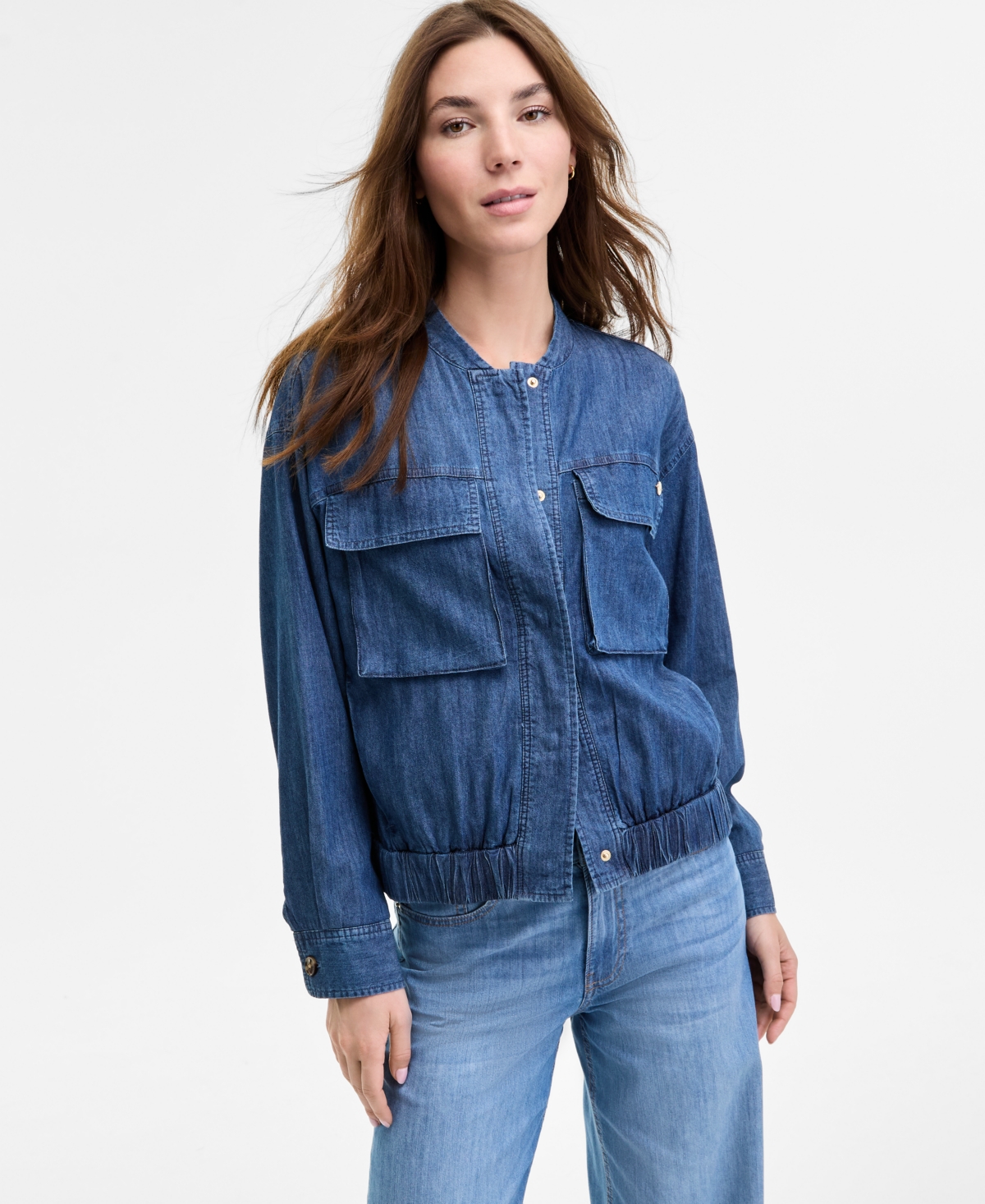 Women's Chambray Utility Bomber Jacket - Med Benson