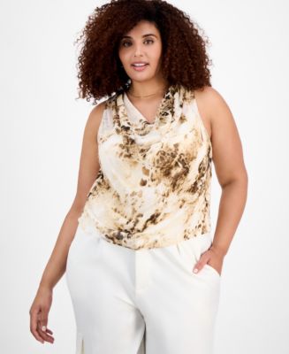 売れ筋商品|||バースリー カットソー トップス レディース Plus Size Printed Chiffon Cowlneck Sleeveless Top, Exclusively at Macy's Aimee Animal Bar III Plus Size Printed Chiffon Cowlneck Sleeveless Top