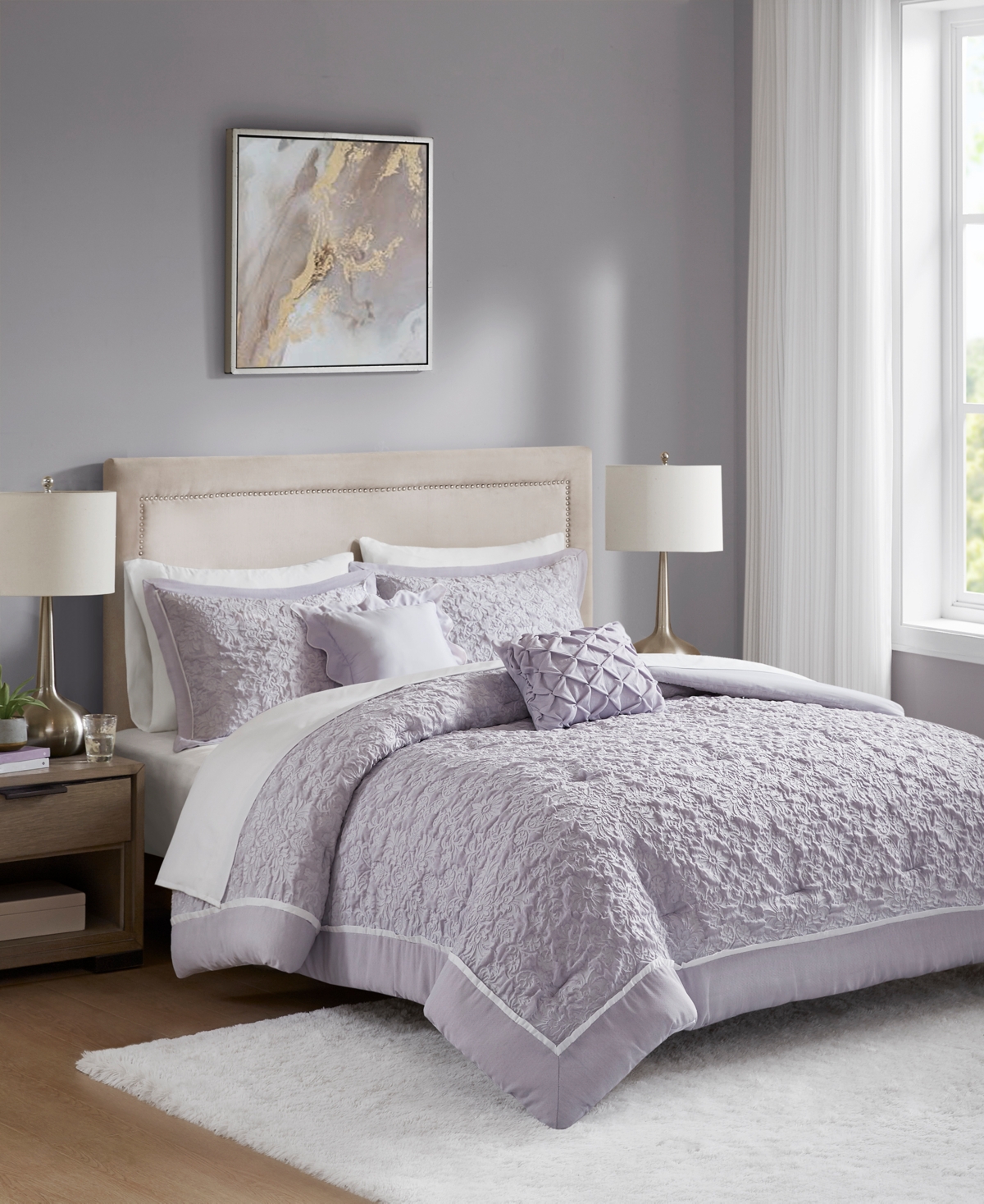 Addison Park Payton 9-pc. Jacquard Comforter Set, Full In Purple