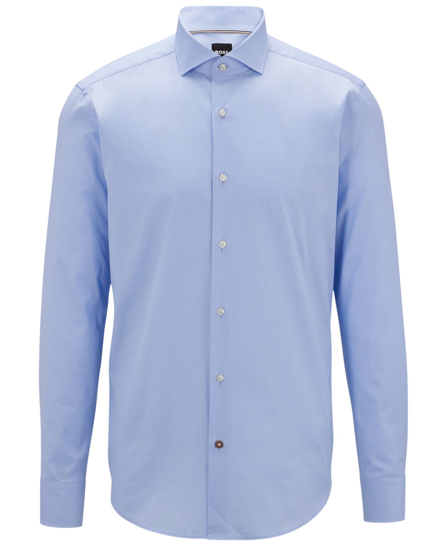Мужская рубашка Hugo Boss Stretch-Cotton Twill Regular-Fit Dress Shirt, цвет: Светлый синий — фото 4