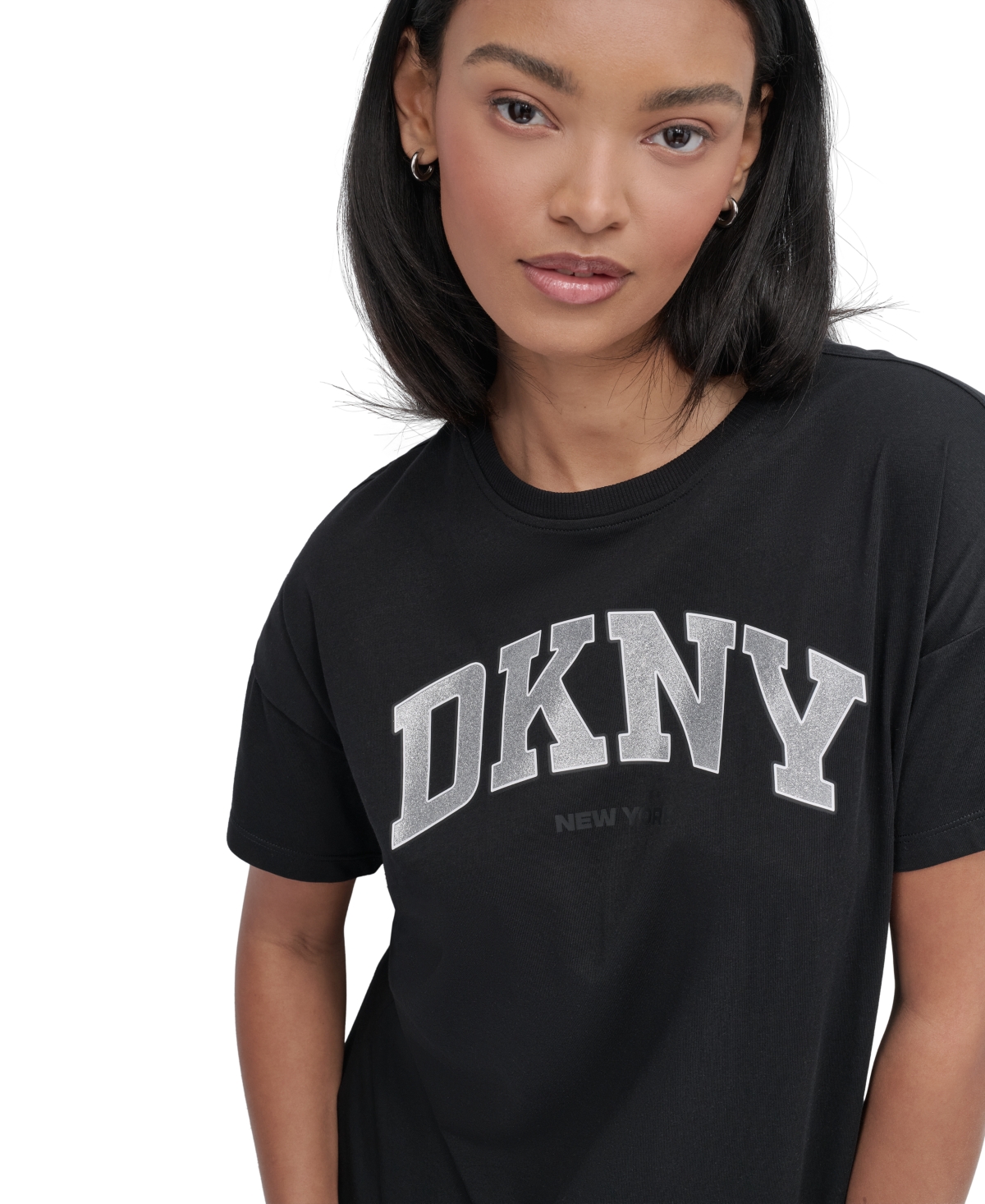 Dkny Sport Women's Glitter Logo Varsity T-shirt