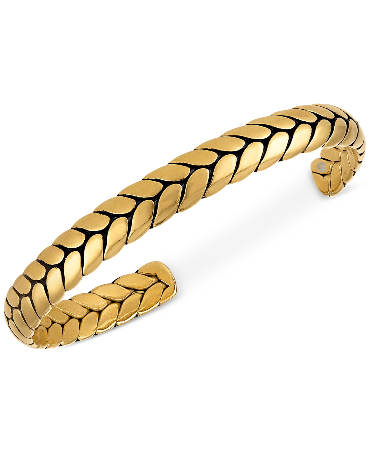 Woven Style Cuff Bangle Bracelet in Gold-Tone Ion Plated Stainless Steel, Exclusively at Macy's - Gold-Tone