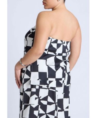 Women's Plus Size Column Satin Tube Top