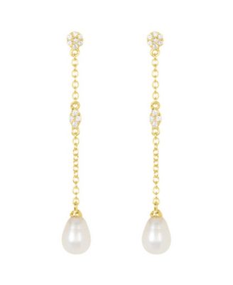 Gold Freshwater Cultivated Pearl Drop Earrings