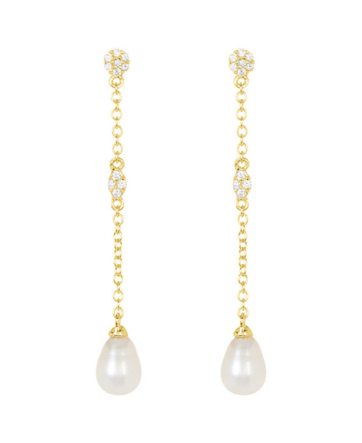 Adornia 14k Gold Plated Freshwater Pearl Drop Earrings In White