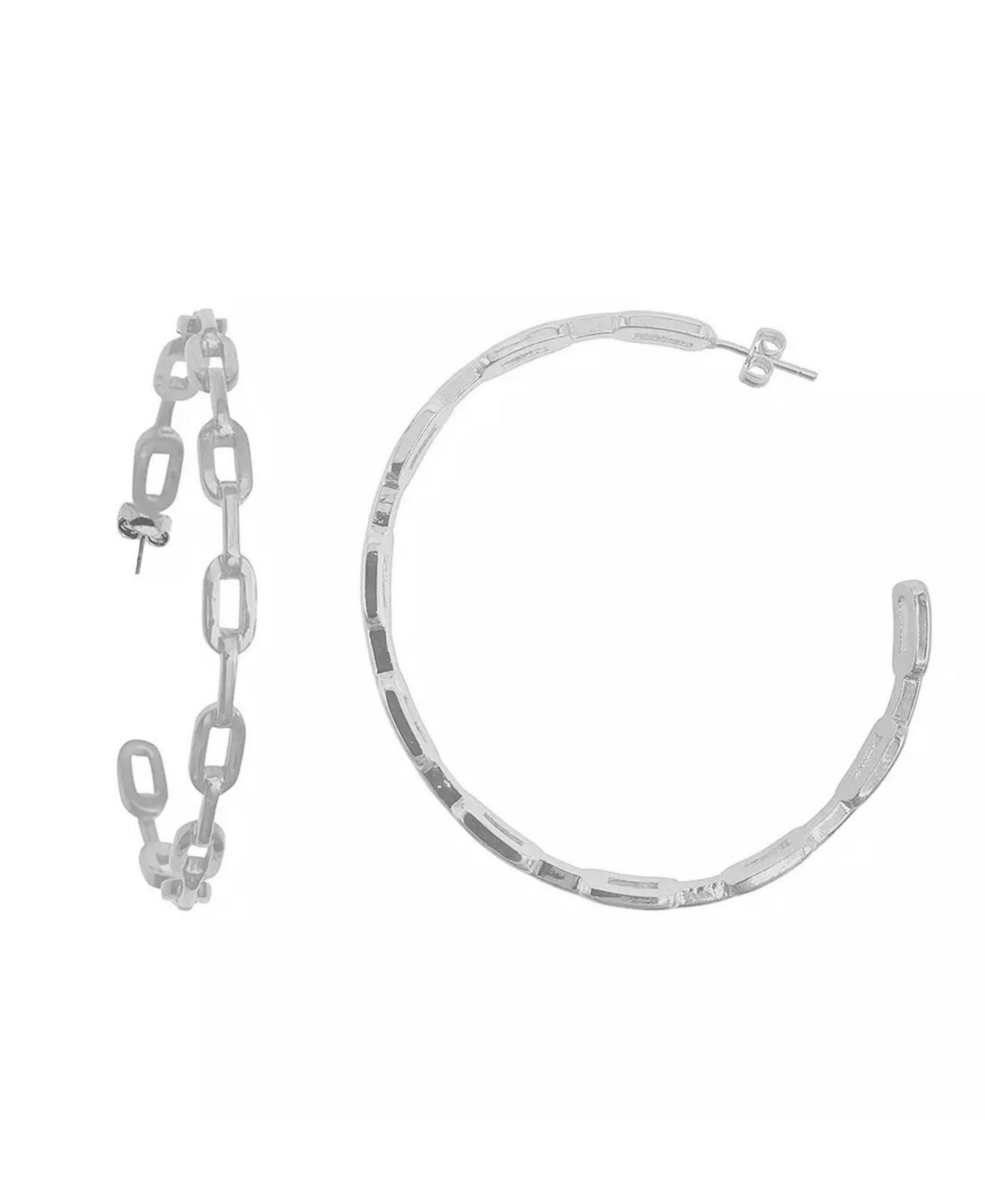 Adornia 14k Gold Plated Chain Link Hoop Earrings In Silver