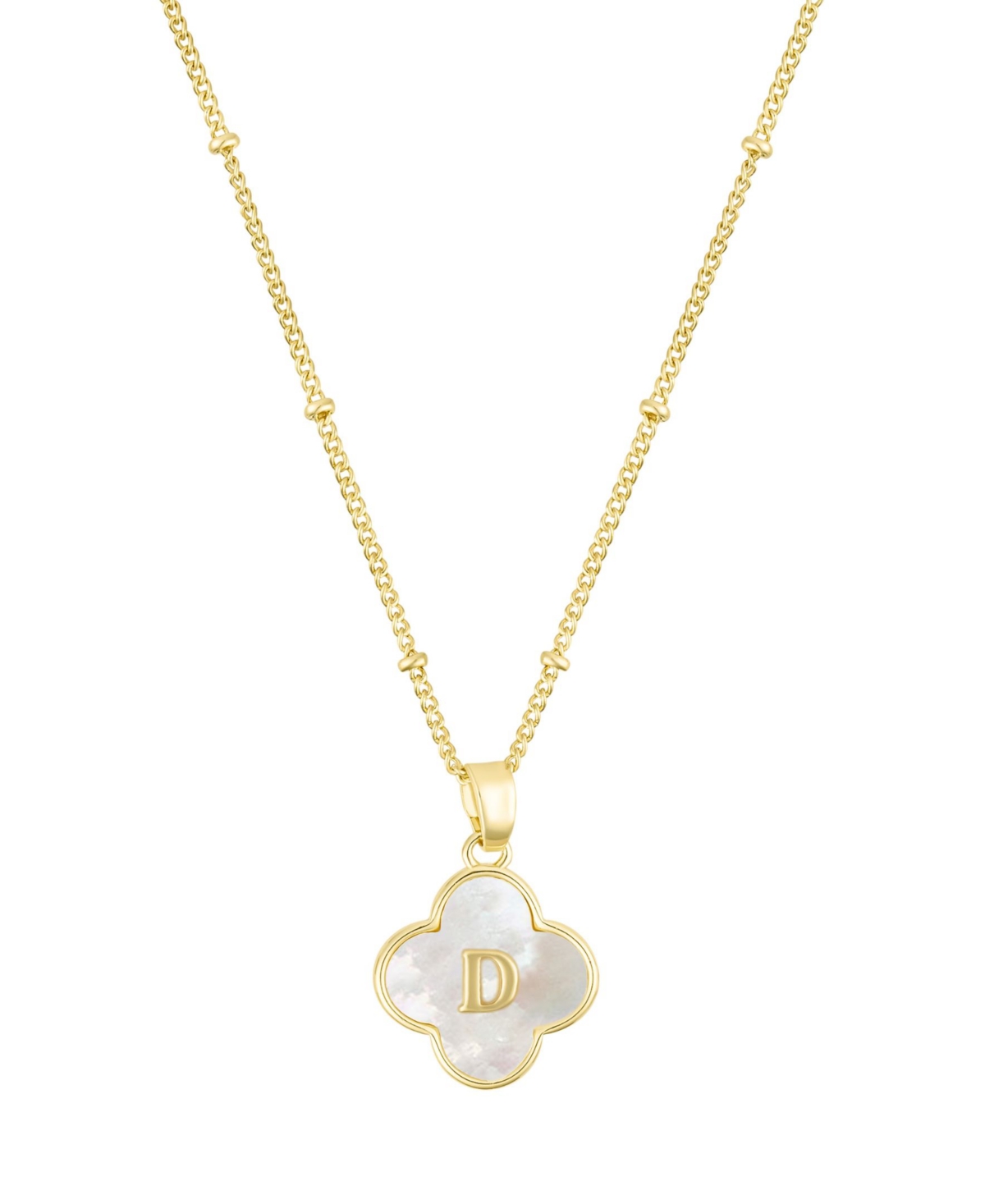 Adornia Gold Mother Of Pearl Initial Clover Necklace