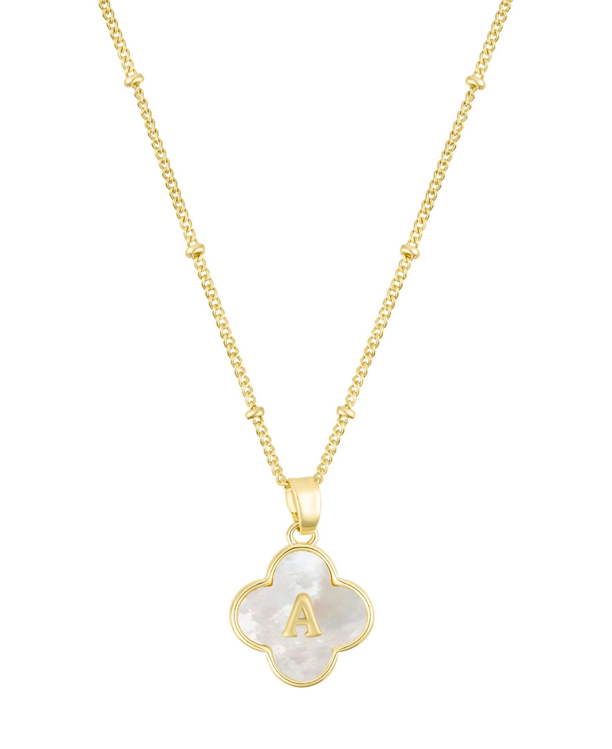 Adornia Gold Mother Of Pearl Initial Clover Necklace