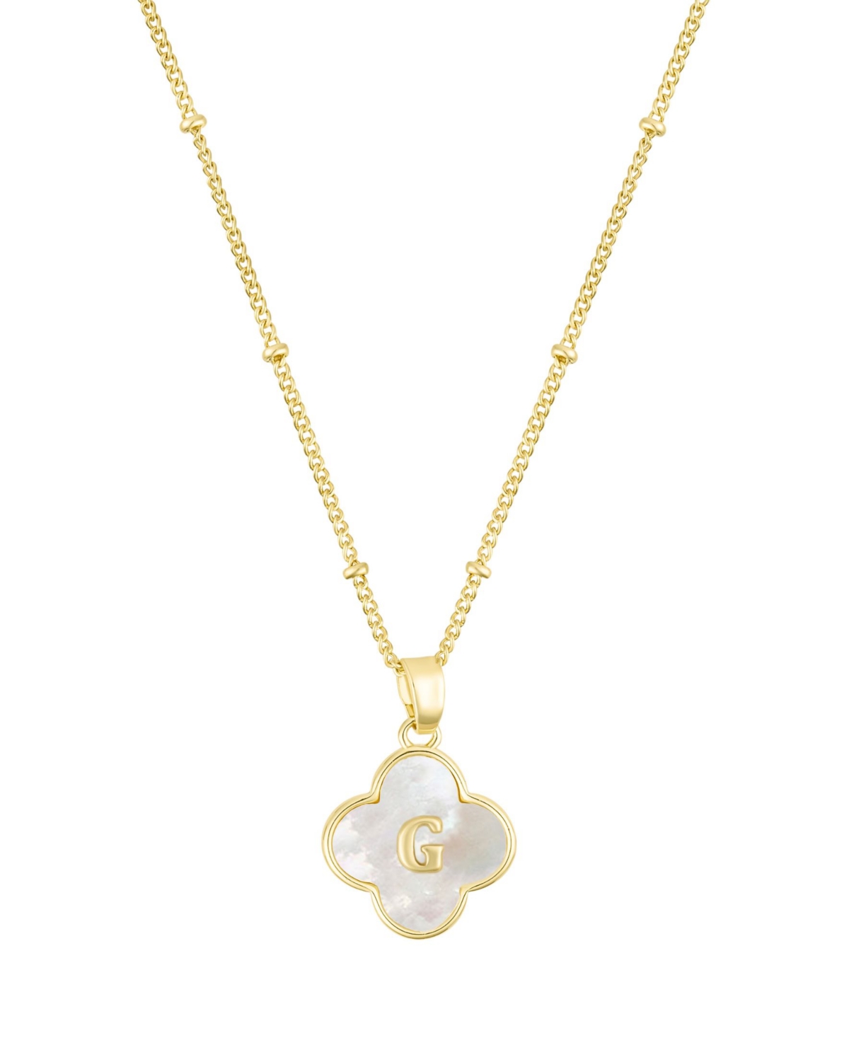Adornia Gold Mother Of Pearl Initial Clover Necklace