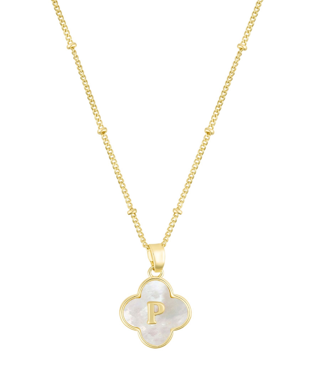 Adornia Gold Mother Of Pearl Initial Clover Necklace
