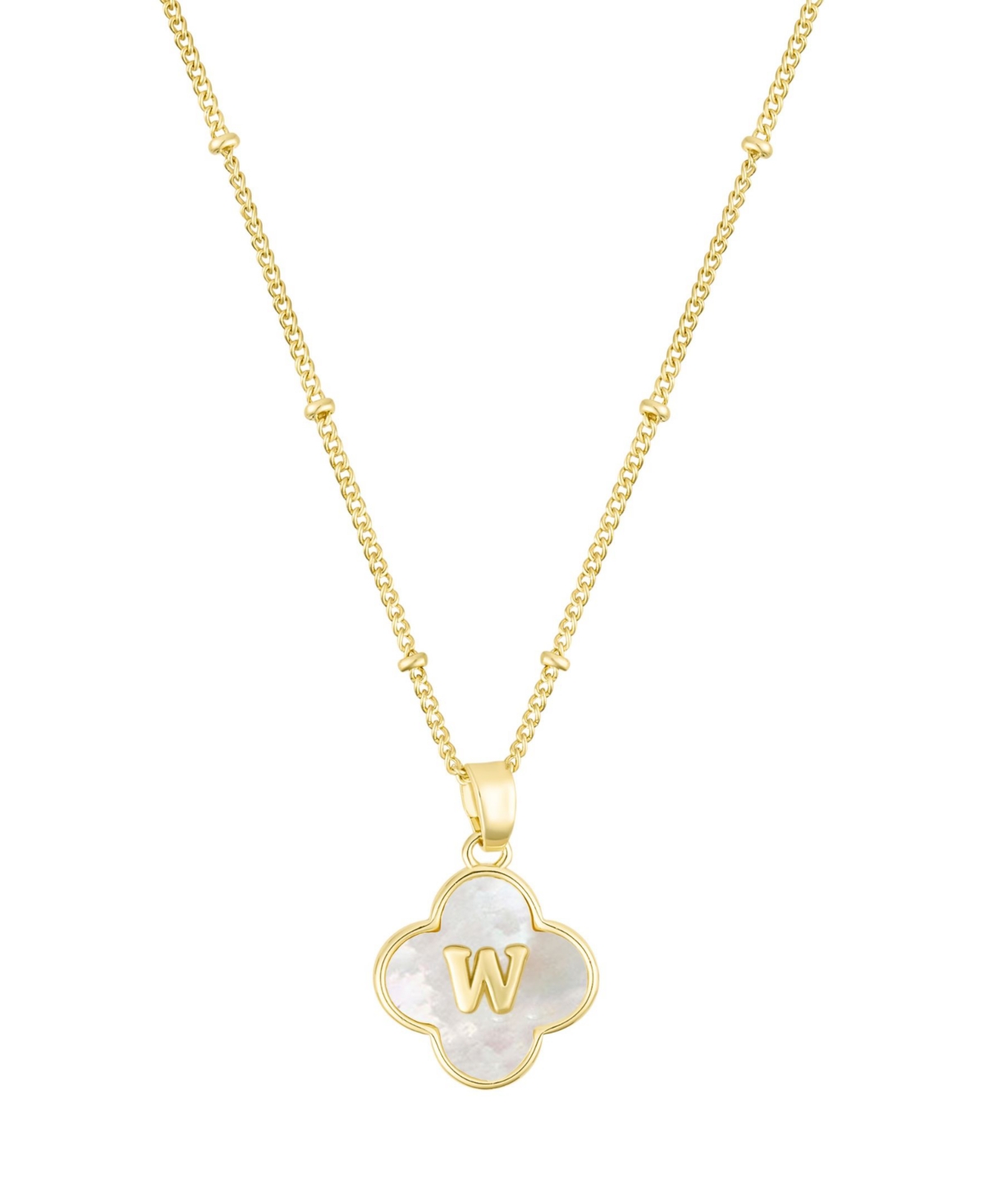 Adornia Gold Mother Of Pearl Initial Clover Necklace