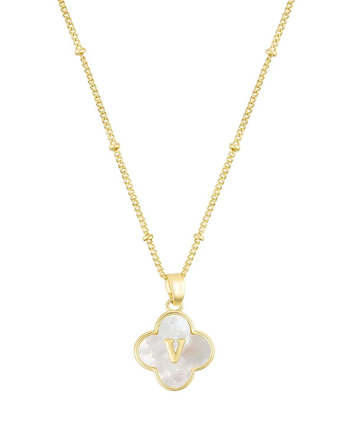 Adornia Gold Mother Of Pearl Initial Clover Necklace