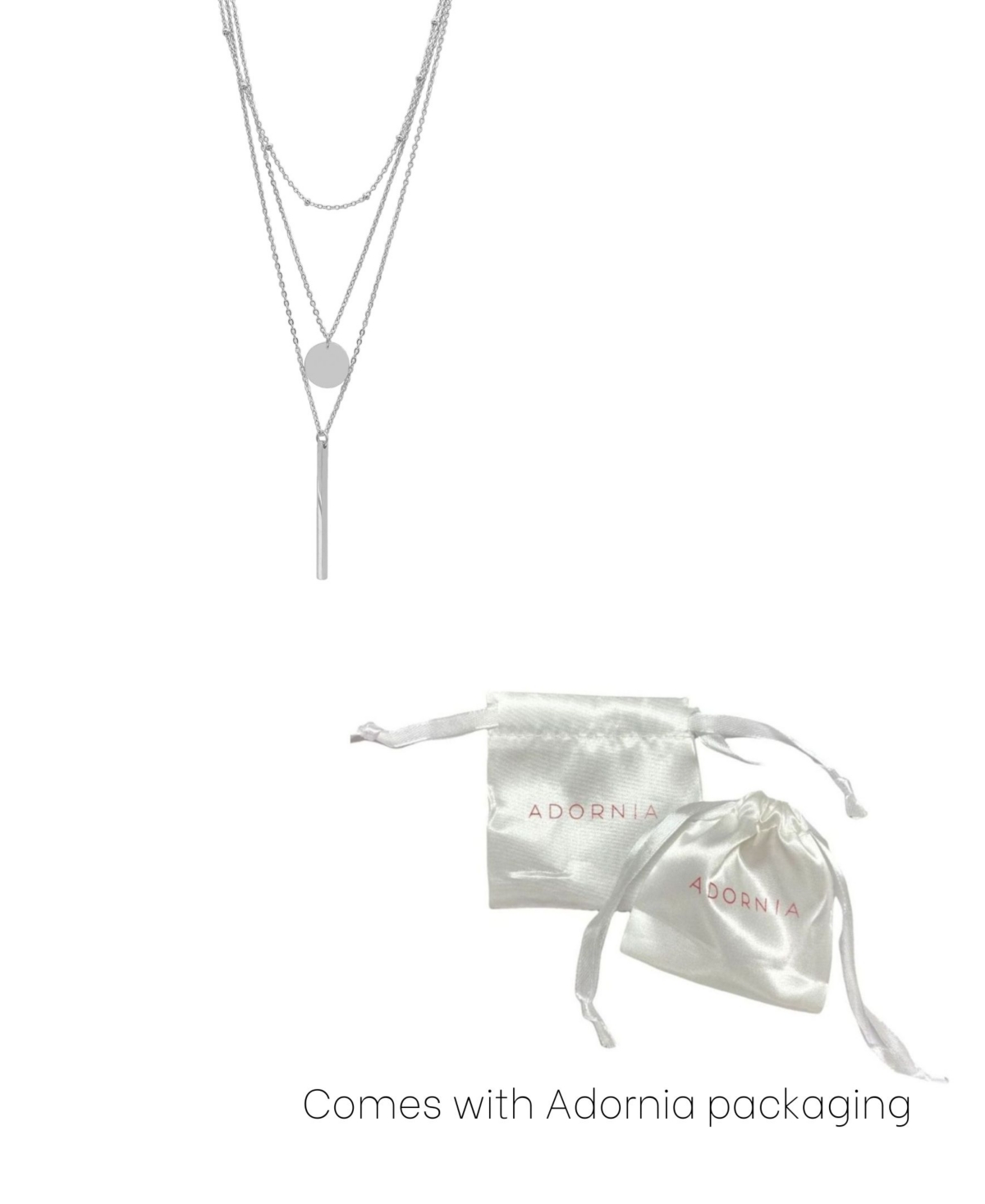 Adornia Tarnish Resistant Silver Plated Layered Pendant Necklace Set In Silver