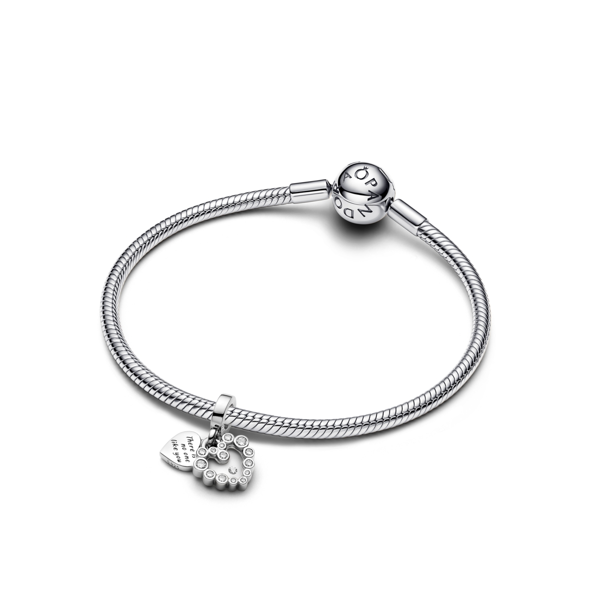 Pandora Sparkling Heart Double Dangle Sterling Silver Charms