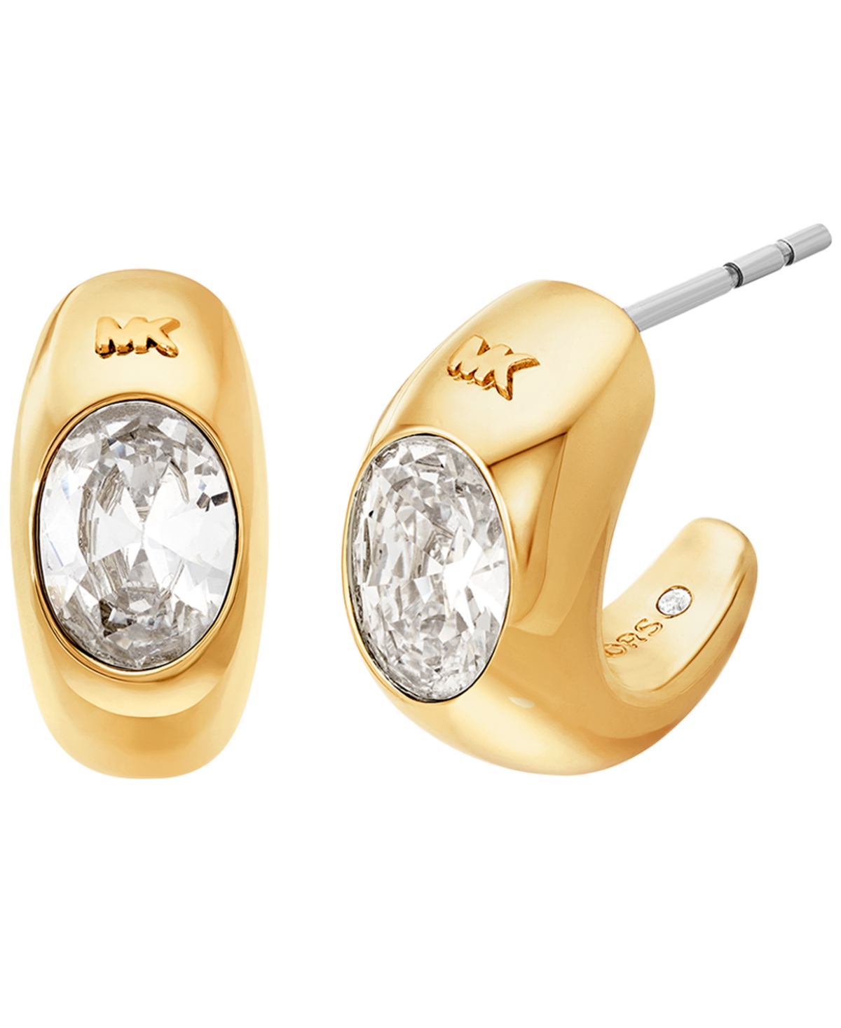 Michael Kors Precious Metal-plated Cubic Zirconia Huggie Hoop Earrings In Gold,white