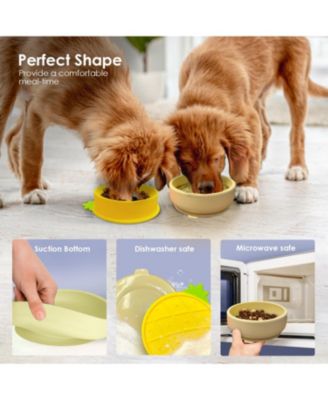 Yellow Small Pineapple-Shaped Silicone Pet Bowl with Non-Slip Suction Base