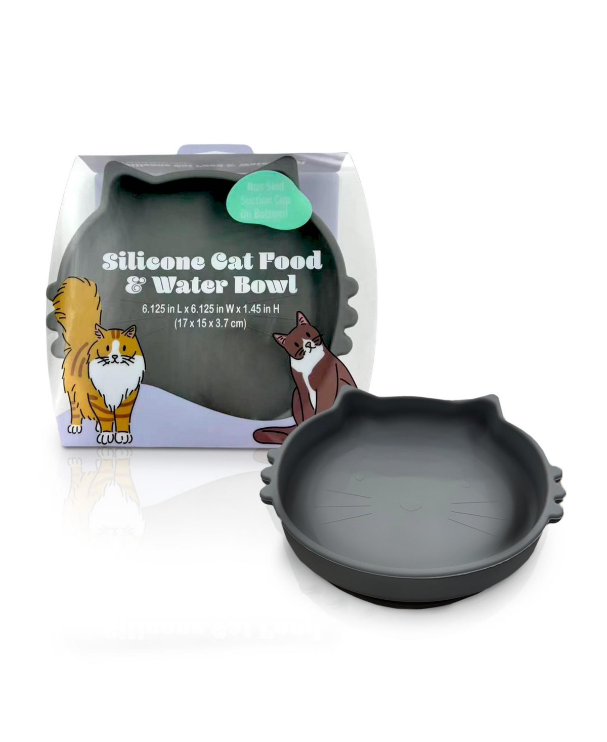 P.t. Supply Co. Cat Shaped Silicone Pet Bowl with Non-Slip Suction Base - Taupe
