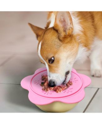 Lilac Small Flower-Shaped Silicone Pet Bowl with Non-Slip Suction Base