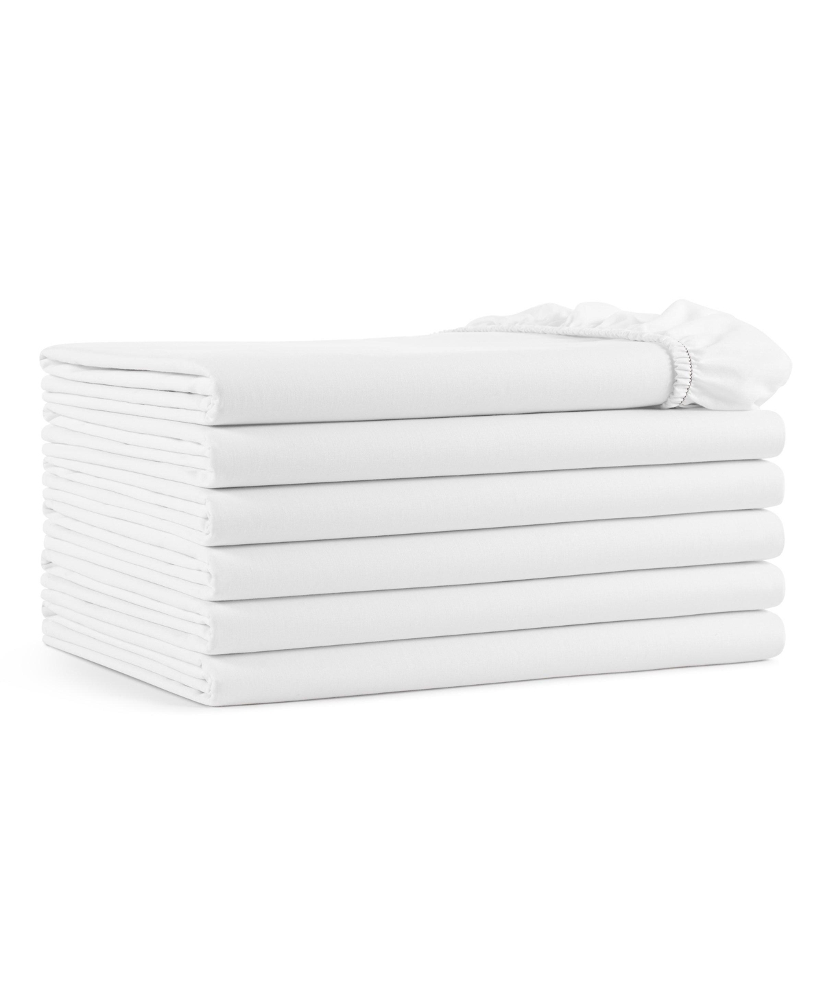Host & Home Cotton Sateen Bed Sheets (6 Pack), Flat and Fitted Options, White, 300 Thread Count