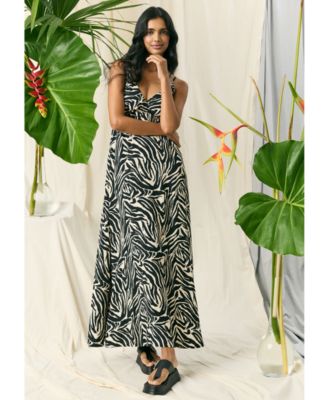 Women's Printed Surplice-Neck Maxi Dress