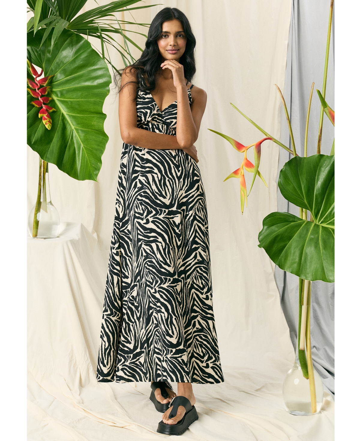 The Good Journey Animal Print Maxi Dress In Black