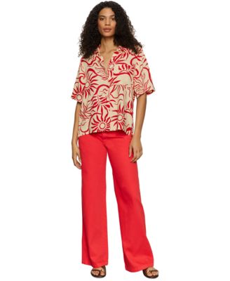 Women's Relaxed Vacation Collared Button-Front Shirt