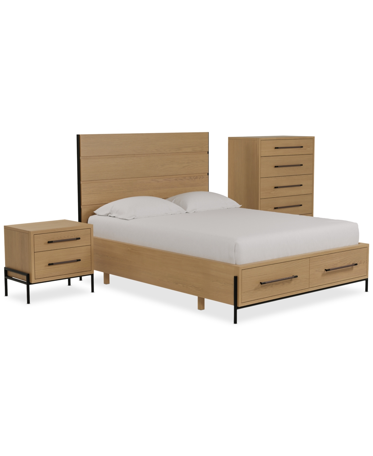 Macy's Linstead 3-pc. Twin Panel Storage Set (bed, Chest & Nightstand) In No Color
