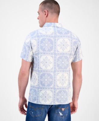 Men's Mosley Short Sleeve Tile Print Button-Front Shirt