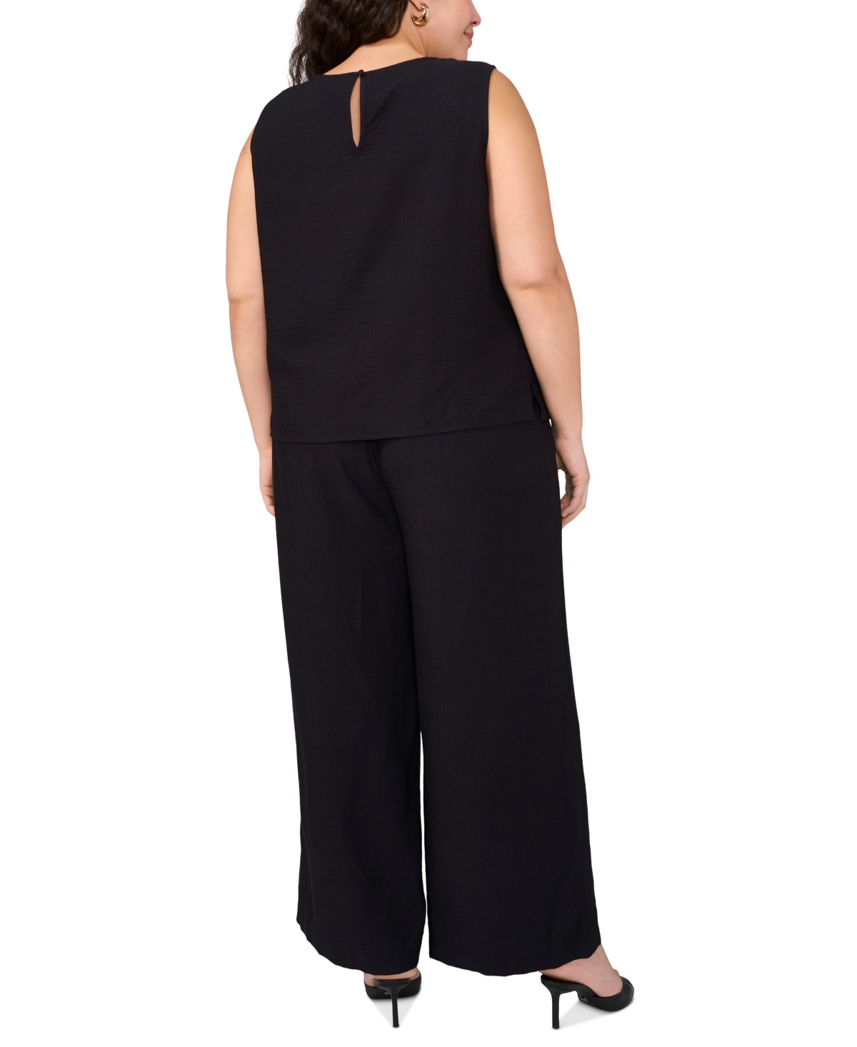 VINCE CAMUTO PLUS SIZE EMBROIDERED CREWNECK SLEEVELESS TOP 