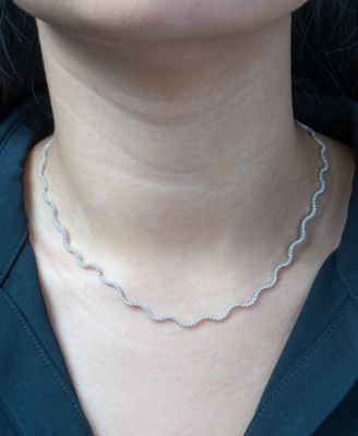 Diamond Wavy 16" Tennis Necklace (2 ct. t.w.) in 14k White Gold or 14k Yellow Gold, Exclusively at Macy's