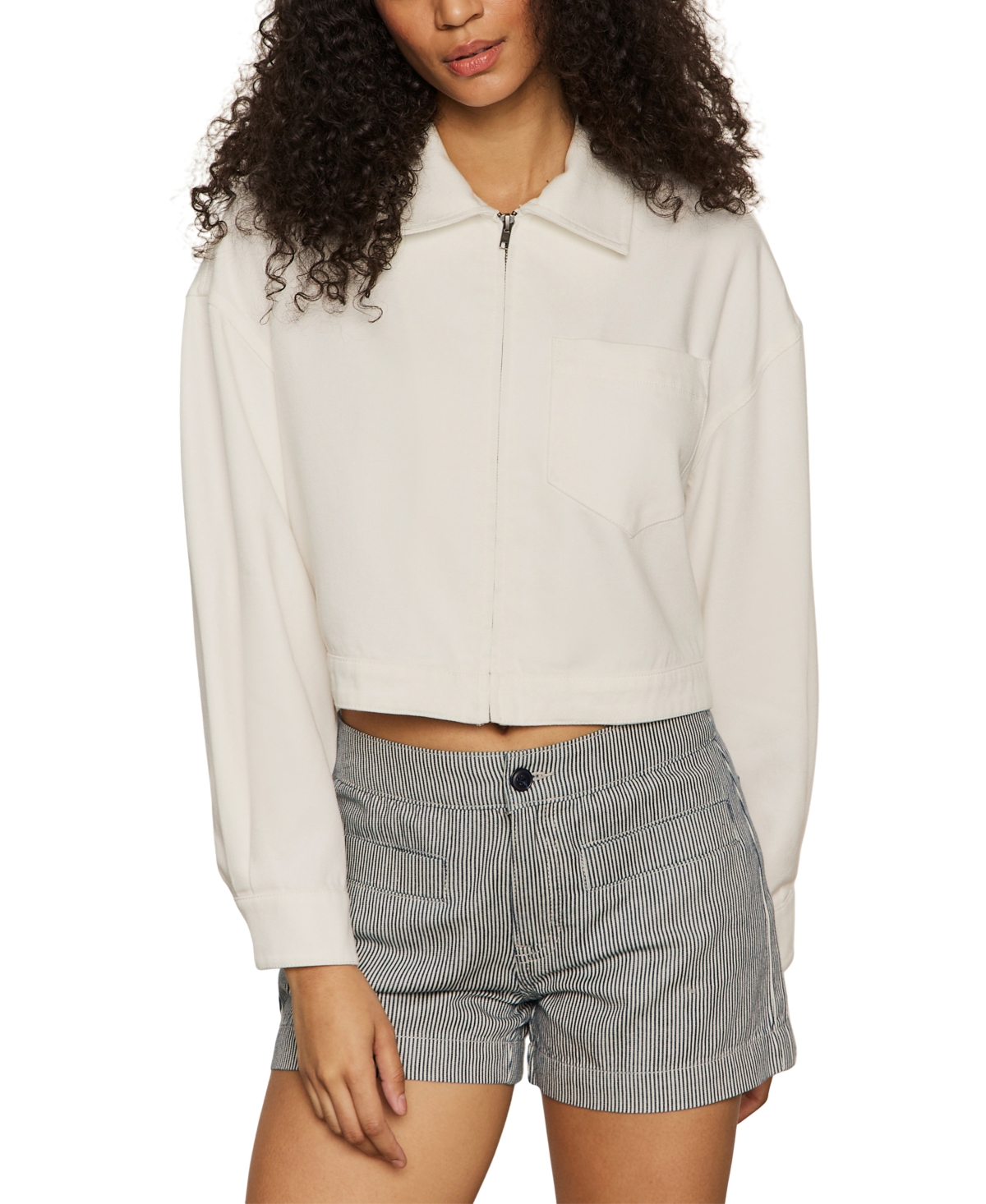 Sanctuary Women's Cropped Paper Boy Zip-front Jacket